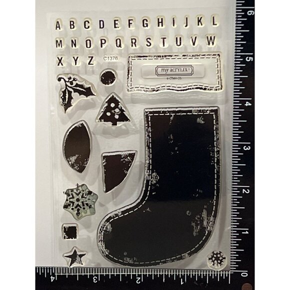 My Acrylix Winter Stocking Style C1376 Decorative Stamp Set - Picture 3 of 4
